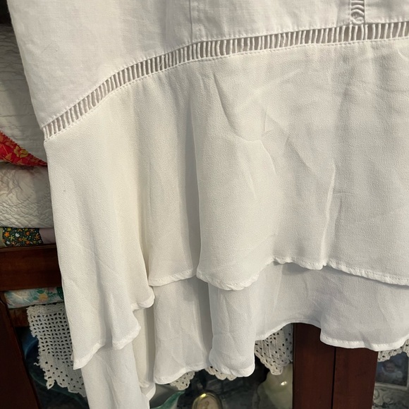 Women's Chico's White Skirt w Ruffled Crepe Hem Sz 2 L 12-14 NWT Ret $109 - Picture 4 of 7